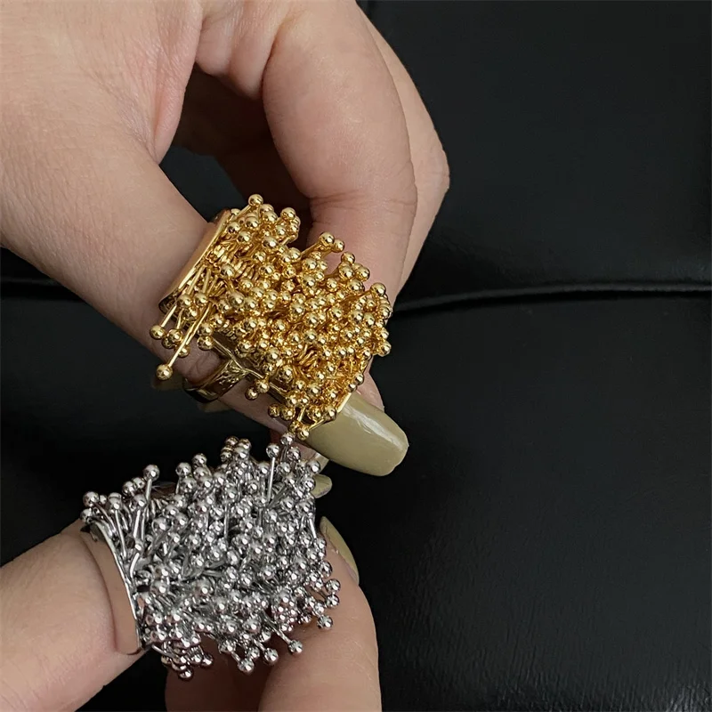 XIALUOKE Retro Fashion Metal Firework Design Open Index Finger Ring For Women Men Geometric Chunky Trendy Chunky Jewelry Gifts