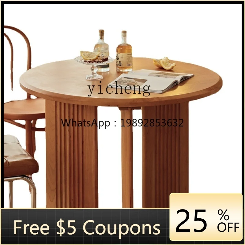 

ZZ round Table All Solid Wood Dining Table Living Room Dining Table Home Retro Small Large Apartment round