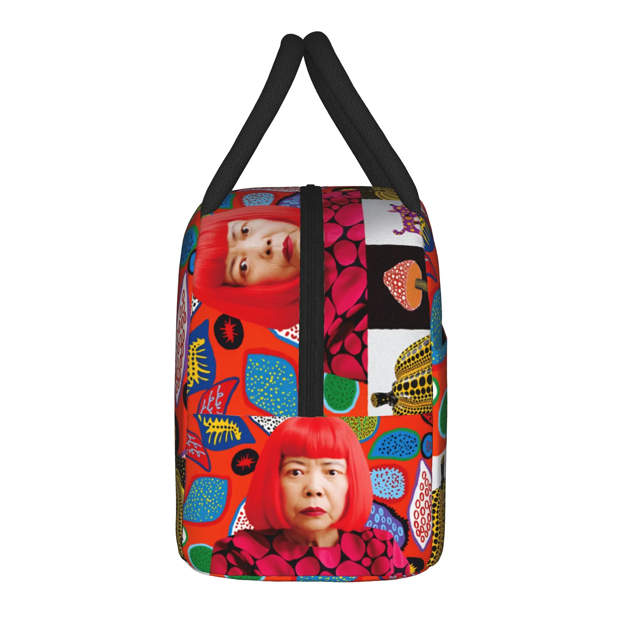 Yayoi Kusama Abstract Face Lunch Bag Japanese Artist Lunch Box Picnic Insulated Tote Food Bags For Women Waterproof Cooler Bag