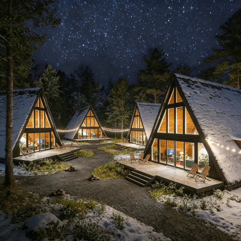 

Triangle Roof Small Cabin Inclined Top Cozy Cabin Warm Small Living Space Quiet Outdoor Leisure Residential House