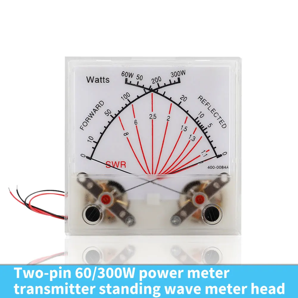 Transmetteur de compteur de puissance VU-mètre, station radio avec rétro-éclairage, couvercle PMMA, SWR noir avant 300W réfléchissant 60W