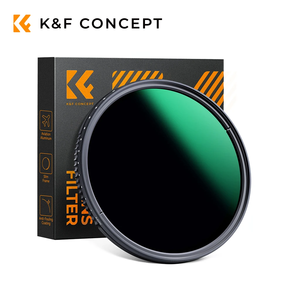 

Фильтр переменной нейтральной плотности K&F Concept ND8-ND2000 (3-11) Стоп 37–82 мм с 24-слойными водонепроницаемыми покрытием для объектива Camers