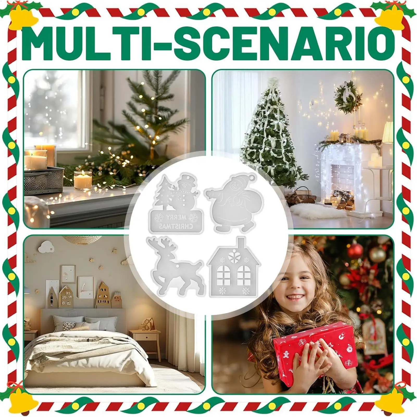 

Рождественские формы для смолы, подвеска в форме сердца, рождественские формы для литья, антипригарный домашний декор для свадьбы, праздника, Хэллоуина, Нового года