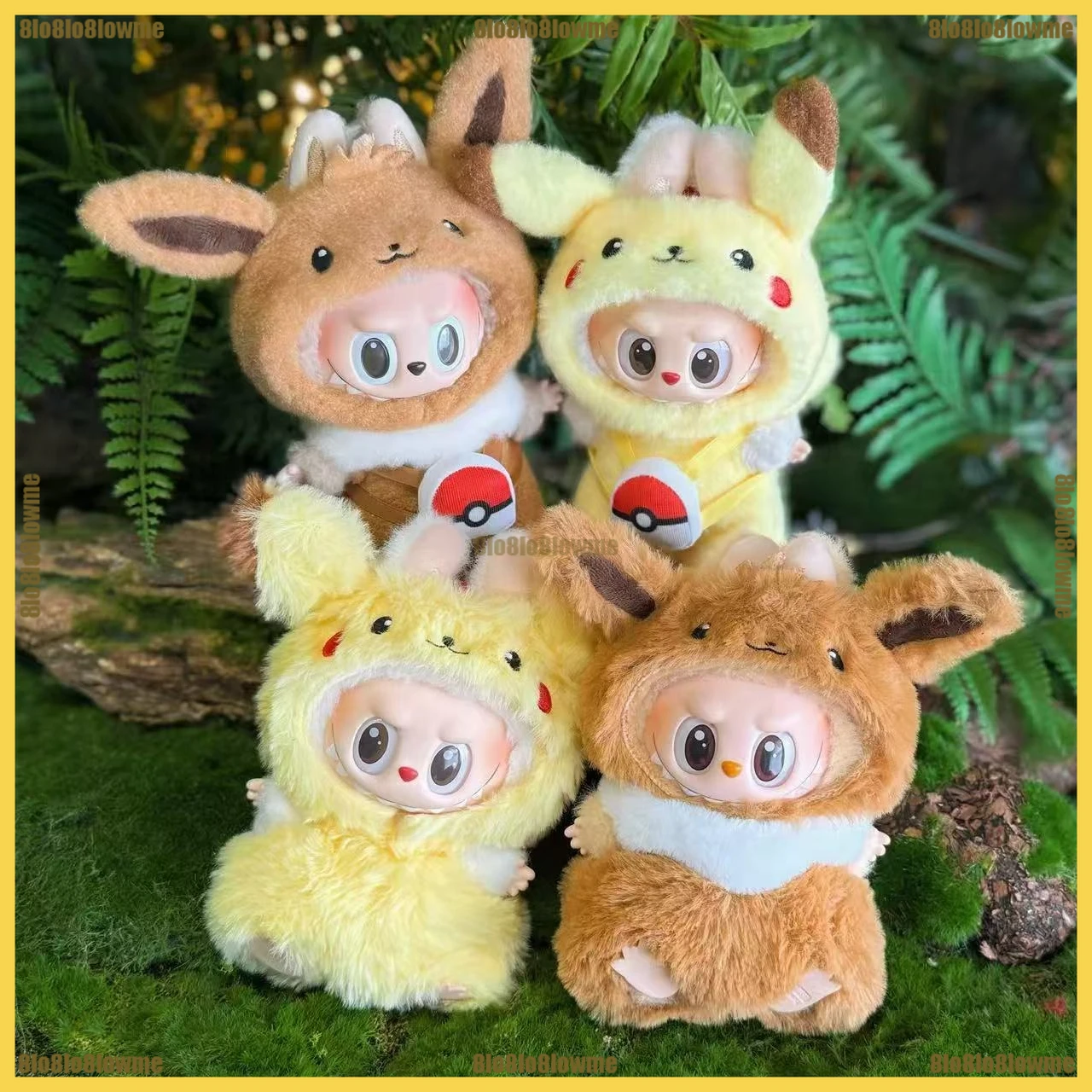 

Kawaii Labubu Clothes Cartoon Pikachu Eevee One-piece with Backpack Mini Plush Doll Clothing Fashion Doll Accessories Gift