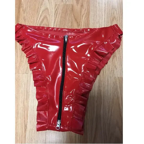 

100% Hot Sale Latex Women Red Shorts With Black Zipper 0.4mm Size S-XXL halloween party