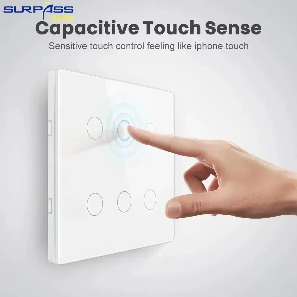 Smart Home Tuya Wifi Wall Light Touch Switch Brazil Standard 120Type 4/6Gang Glass Panel APP Control Work with Alexa Google Home