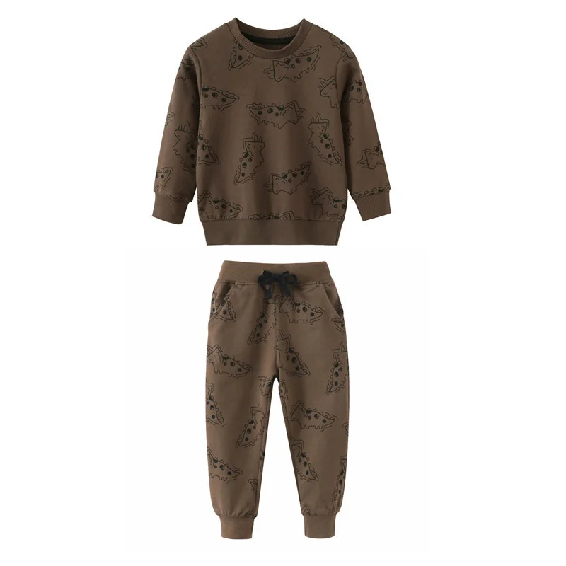 2-7T Hot Selling Autumn Winter Long Sleeve 2 Pcs Sweatshirts + Sweatpants Animals Print Boys Clothing Sets  Children's Outfits