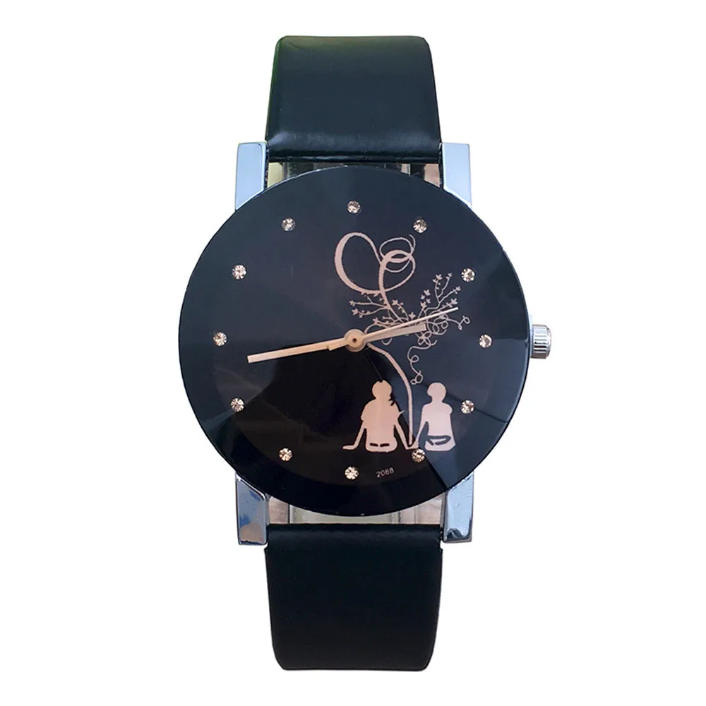 Reloj de pulsera de cuarzo para hombre y mujer, cronógrafo con esfera de cristal redonda, con correa de cuero, estilo informal, ideal para regalo