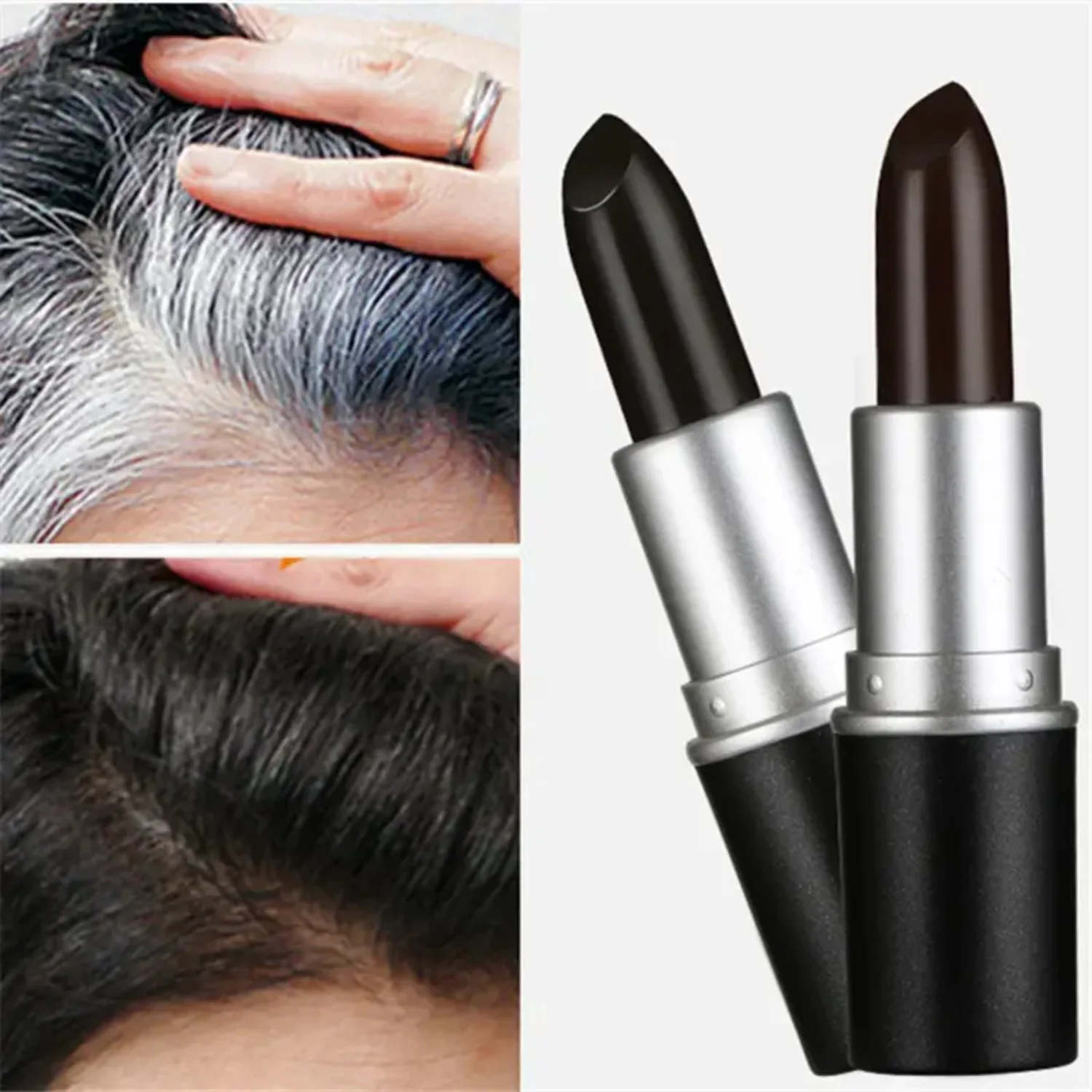 1pcs Hair Color Pen Hair Stick - Fast and Lasting Temporary Hair Dye to Cover White, Non-toxic Salon Mascara Chalk Stick