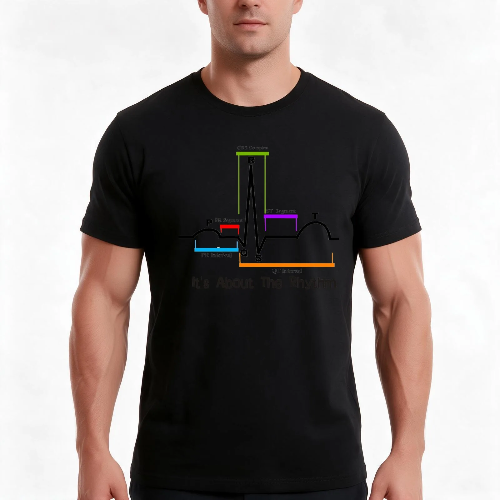 Cardiac ST Segment Rhythm T-Shirt, Summer Casual Cotton Tee, Oversized Streetwear Tops, Vintage Graphic Print, Unisex Men Women