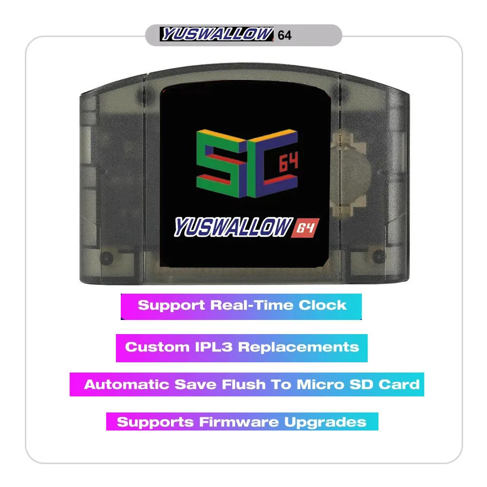 Yuswallow SC64Summer N64 SC64 오픈 소스 N64DD 플래시 TF/SD 카트리지 SC64 GBC SNES 64DD 5000-in1 레트로 …