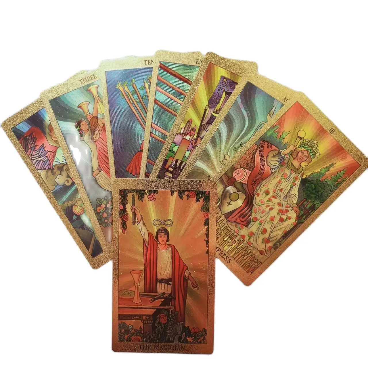 Golden Tarot Card Deck With Colorful Instruction Manual Divination Confidence Gorgeous