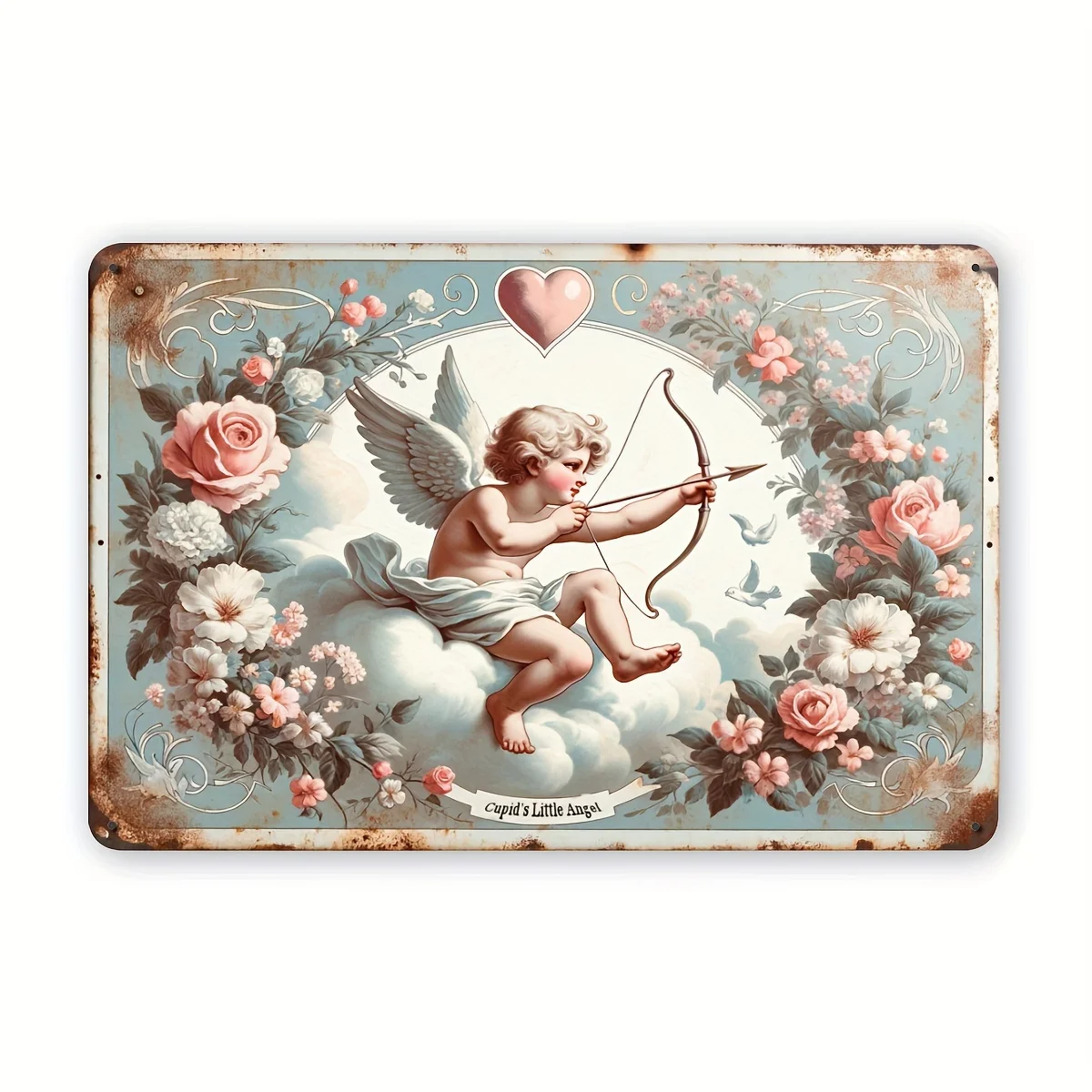 

Винтажный алюминиевый металлический настенный рисунок «Ангел Купидона» — идеально подходит для фермерских домов, кухонь и уличного домашнего декора