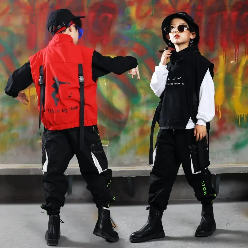 Kids 'Sleeveless Dance Costume, Top Streetwear, Moletom, Calças Carga, Streetwear, Jaqueta, Colete para Meninos, Roupas Femininas, Hip Hop Roupas