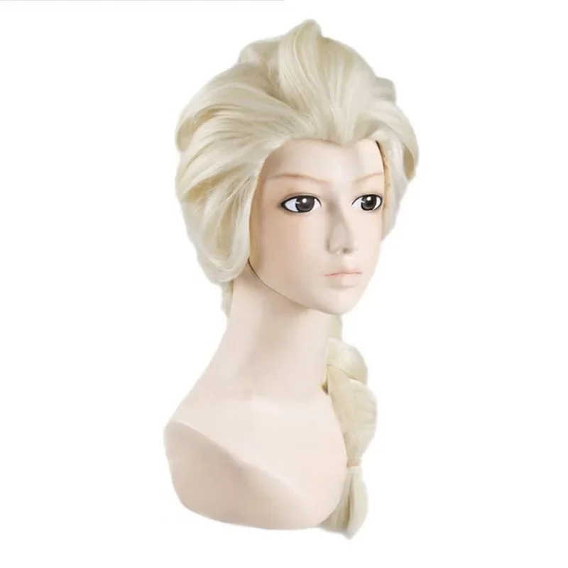 Peluca de Cosplay de Alta Calidad de Princesa Elsa y Anna, Estilo Anime, Cabello Sintético Trenzado Rubio y Castaño para Disfraz de Halloween, Cabello Sintético
