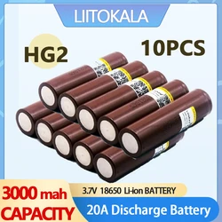 10PCS Liitokala New Original HG2 18650 3000mAh battery 18650HG2 3.6V discharge 20A dedicated For hg2 Power Rechargeable battery