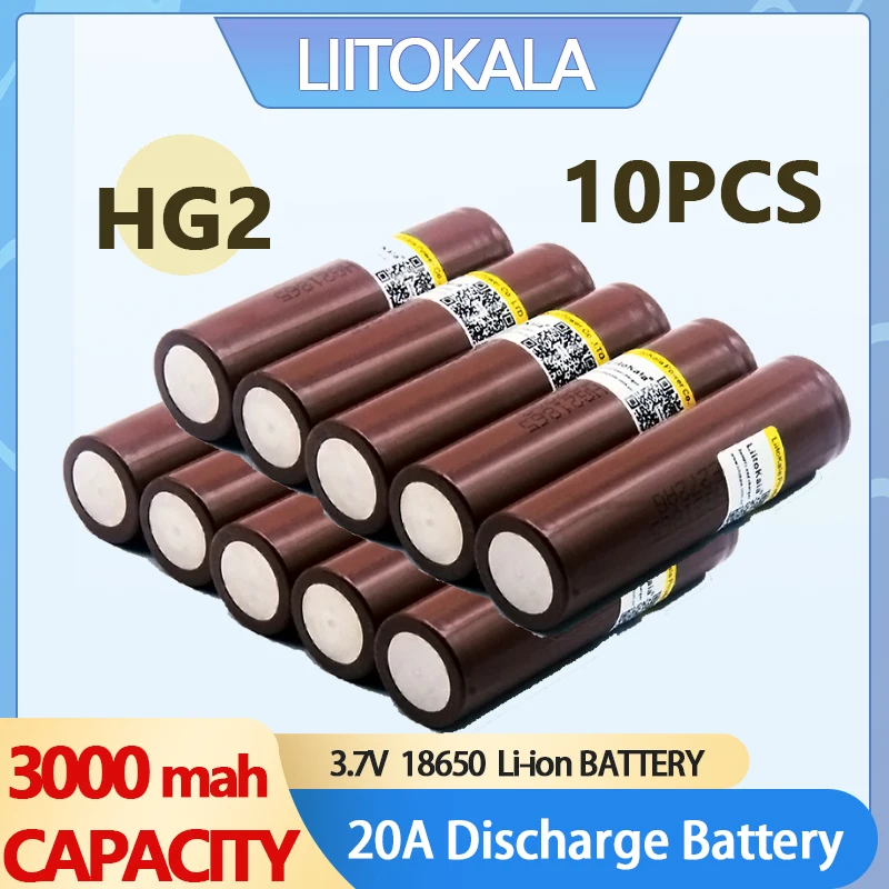 10 sztuk Liitokala nowy oryginalny HG2 18650 3000mAh akumulator 18650 hg2 3.6V absolutorium 20A przeznaczony do HG2 Power akumulator