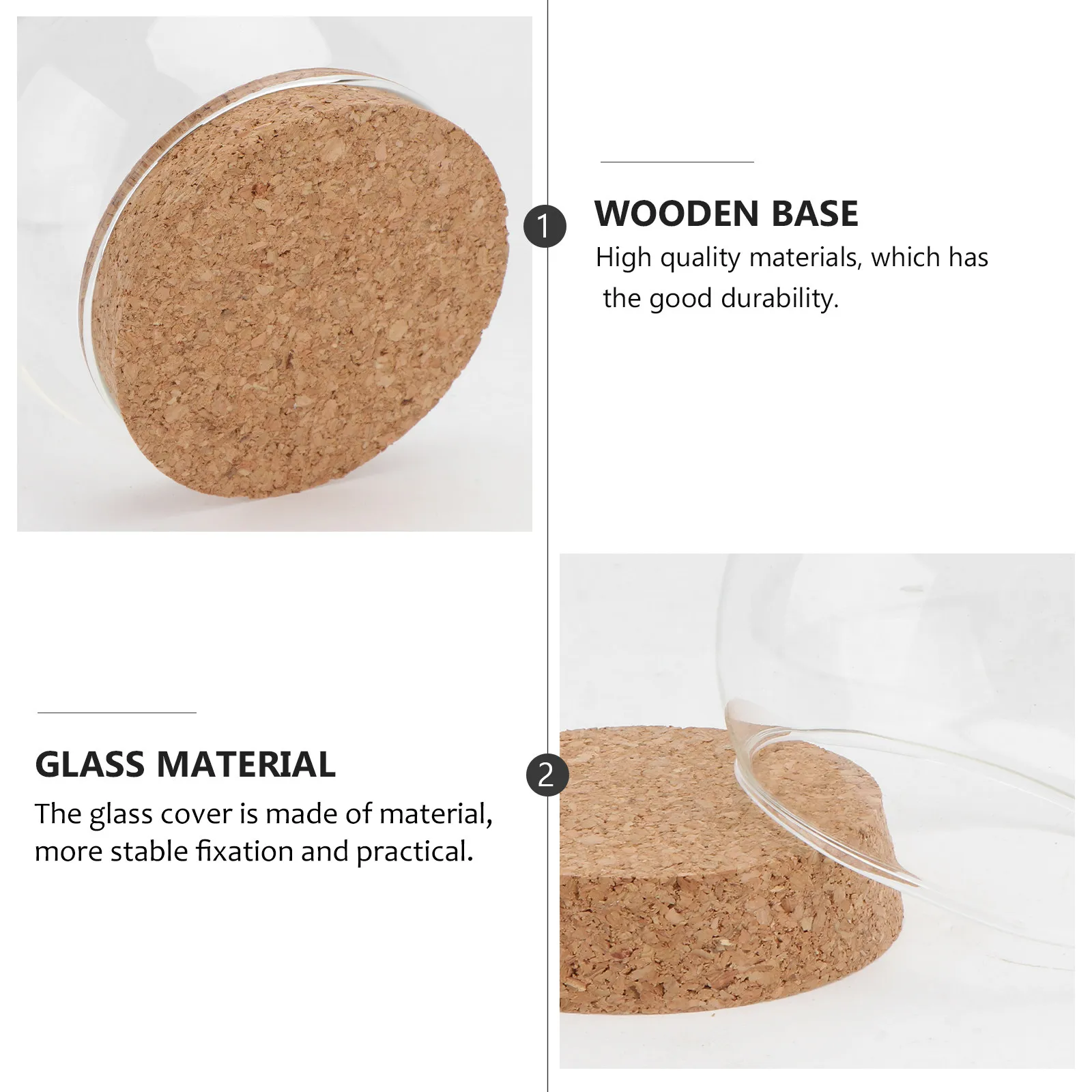 2Pcs Micro Landscape Glass Dome Display Cover for Preserved Flowers Keepsakes Decorative Centerpiece Home Office Party Gift