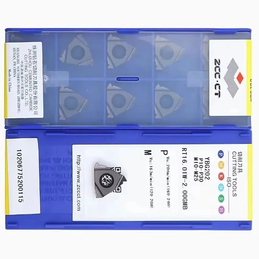 

RT16.01W-2.00GMB YBG202/RT16.01W-2.50GMB YBG202/RT16.01W-3.00GMB YBG202 ZCC.CT CNC blade carbide inserts Thread insert 10pcs/box