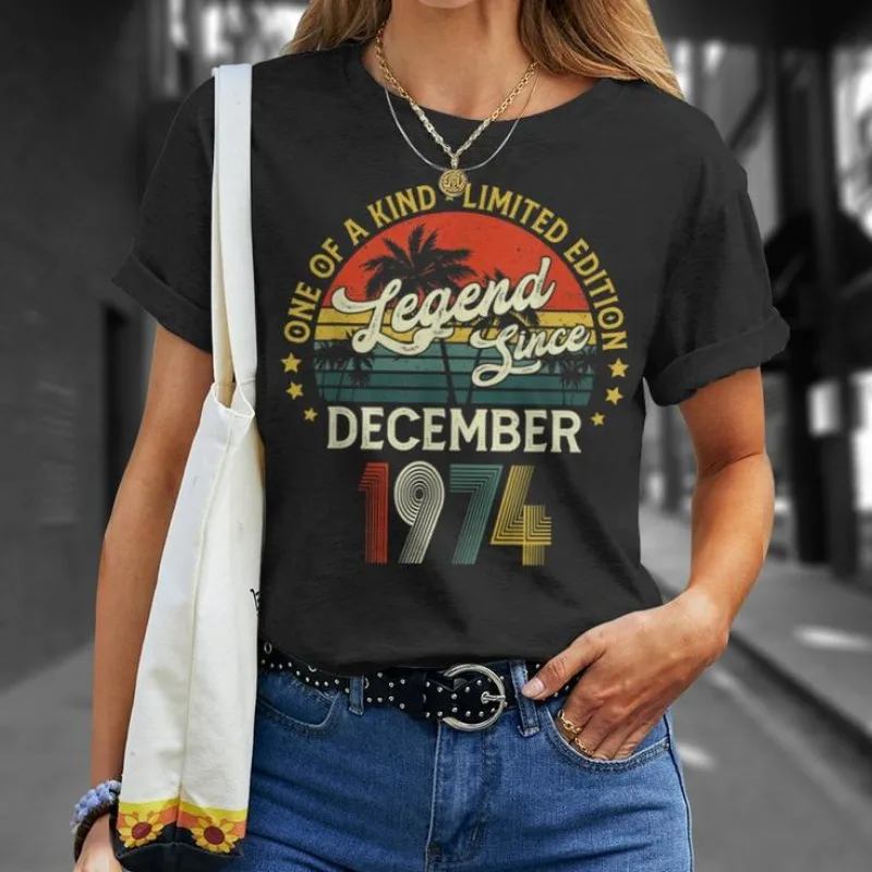 50 Years Old Legend Since December 1974 50Th Birthday Streetwear Oversized T Shirt Casual Hip Hop Top Cotton Funny Tee