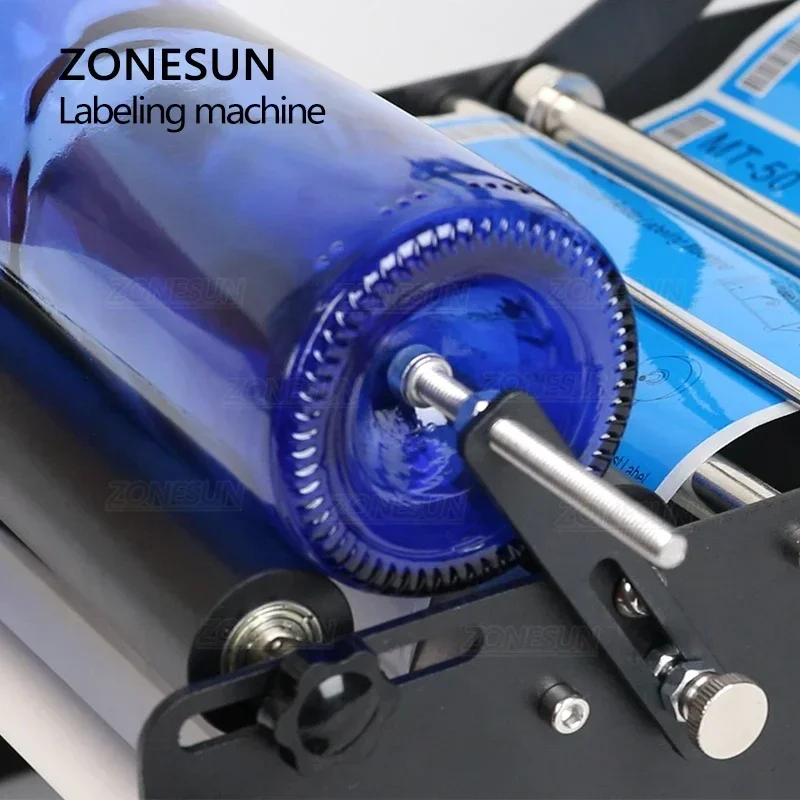 ZONESUN Label Applicator Big Stickers Manual Plastic Round Bottle Tin Can Tube Labeling Machine Packaging Machine ZS-50W