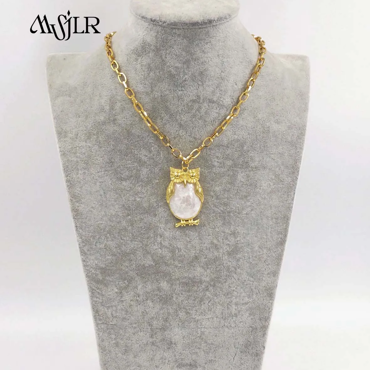 

MVN135 5 шт., толстая цепочка в форме совы из натуральной ракушки, 18 дюймов, ожерелье с настоящим позолоченным покрытием для девочек, повседневное украшение