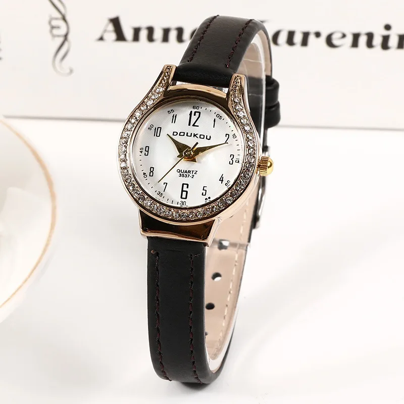 Модные часы с ремешком из искусственной кожи, винтажные женские кварцевые наручные часы, простые арабские цифры, циферблат, роскошные часы, подарок, дропшиппинг