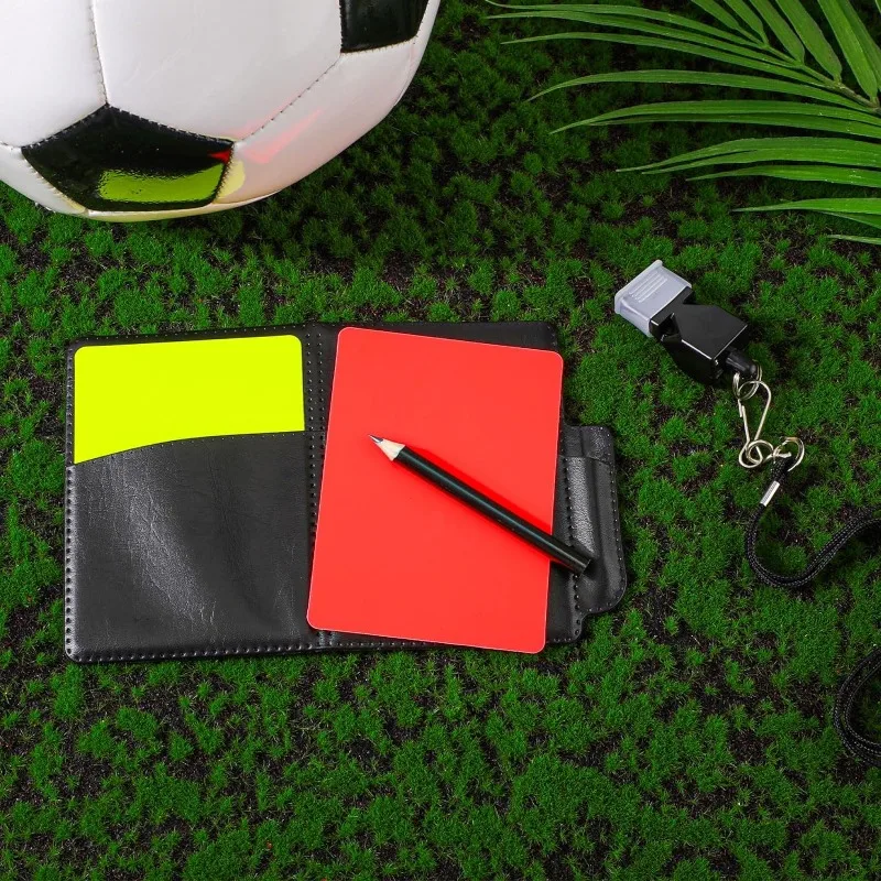 1 Set Sport Football Soccer Referee Wallet Notebook with Red Card and Yellow Card Whistles Useful Referee Tool Equipment