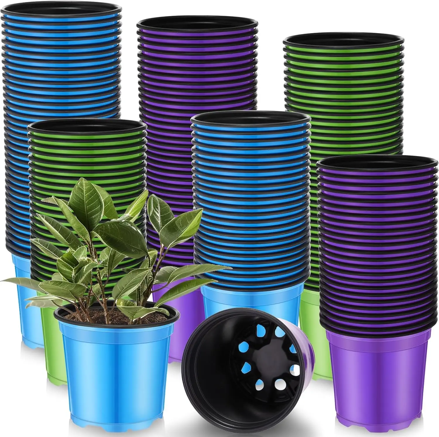 

150 шт. 4-дюймовые пластиковые горшки для рассады с дренажными отверстиями, утолщенные кашпо для цветов, для выращивания семян
