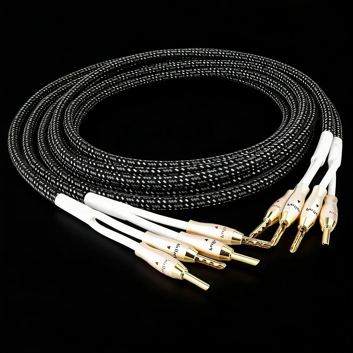 Pair OCC Silver-Plated Speaker Cable 5µ Gold-Plated Banana to Banana Plug for CD/HIFI Systems