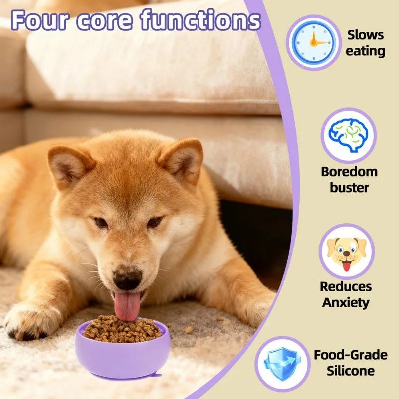 Dog feeding bowl Non-slip and anti-knock pet slow food bowl Cat licking bowl