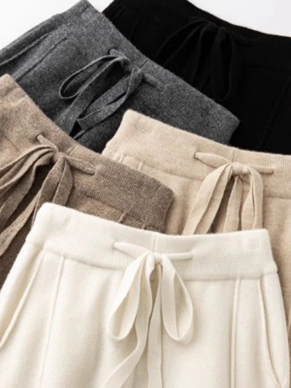 Thiened الصوفية محبوك سراويل تقليدية المرأة الخريف الشتاء الدافئة الترفيه السراويل سليم صالح كاميرا السراويل تصميم منخفضة الخصر #4