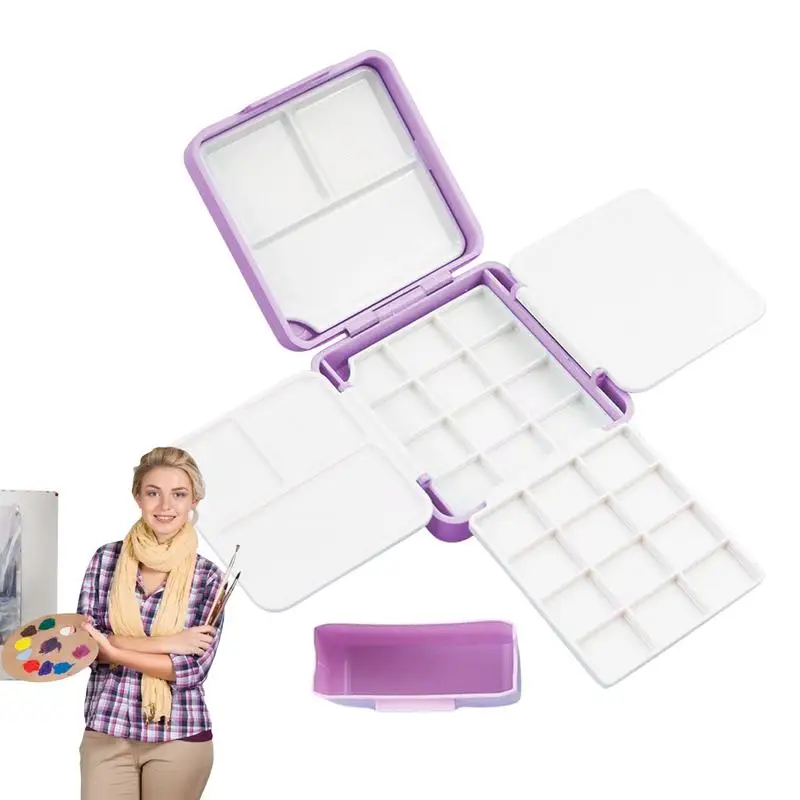 Tiny Watercolor Palette Travel Watercolor Storage Case Portable Paint Storage Moisturizing Palette Box 24 Grids For Watercolor