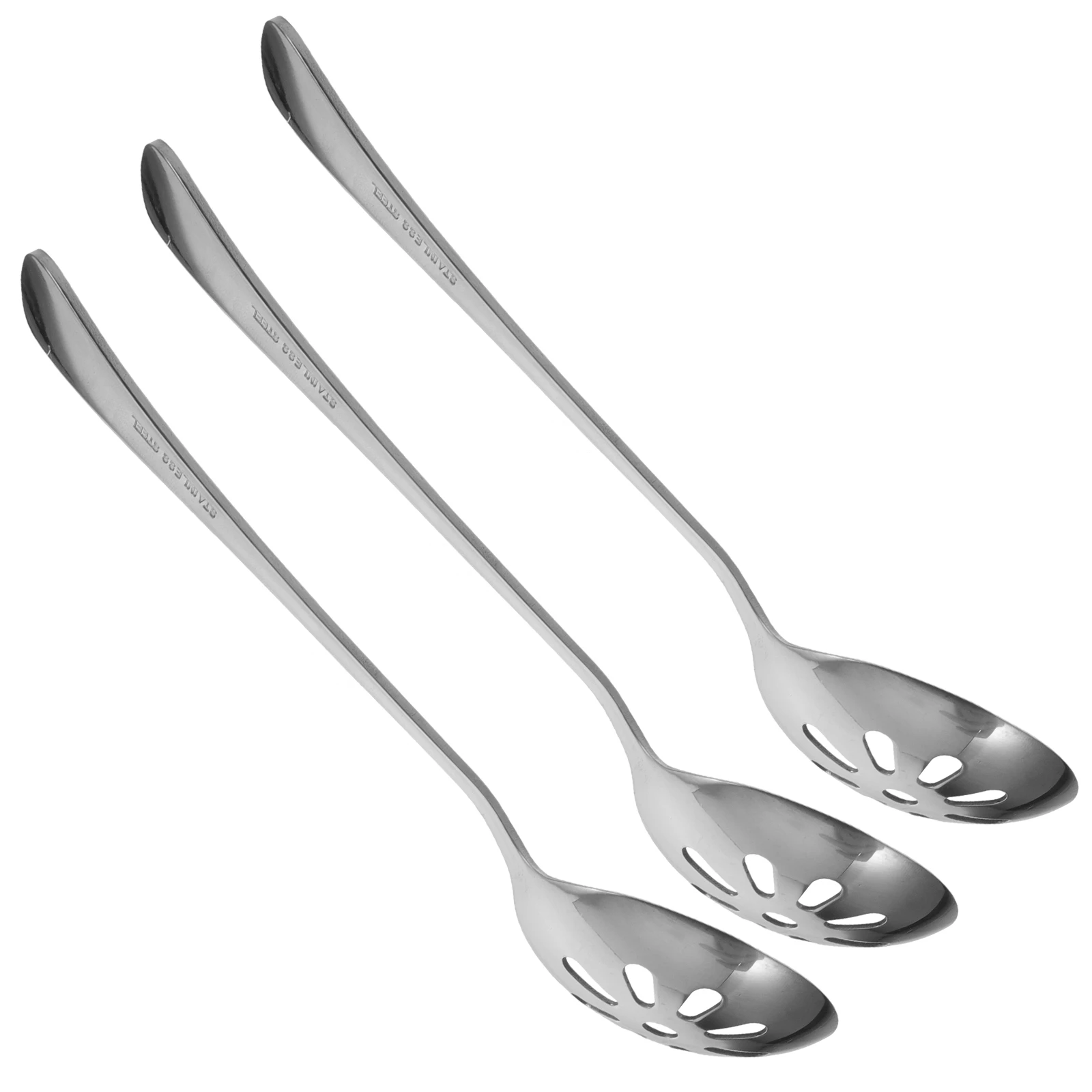 

3pcs Small Slotted Spoons Stainless Steel Ergonomic Portable Serving Household Fruit Dessert Cake Salad Kitchen Tool