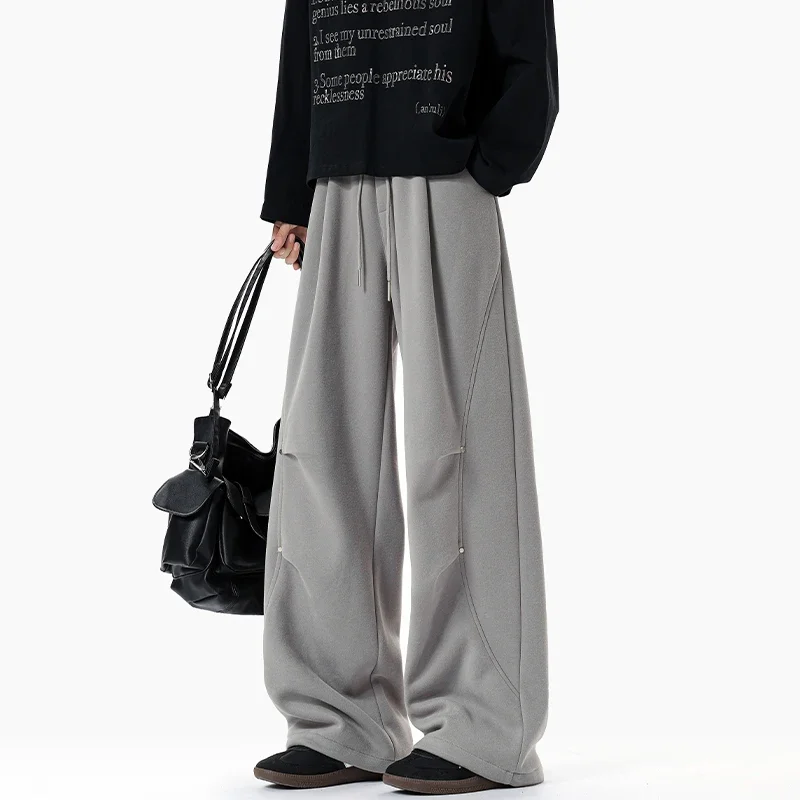 

Men's Retro Oversized Casual Sweatpants Casual Loose Straight Leg Men's Pants Splicing Autumn Sports Sweatpants Comfortable