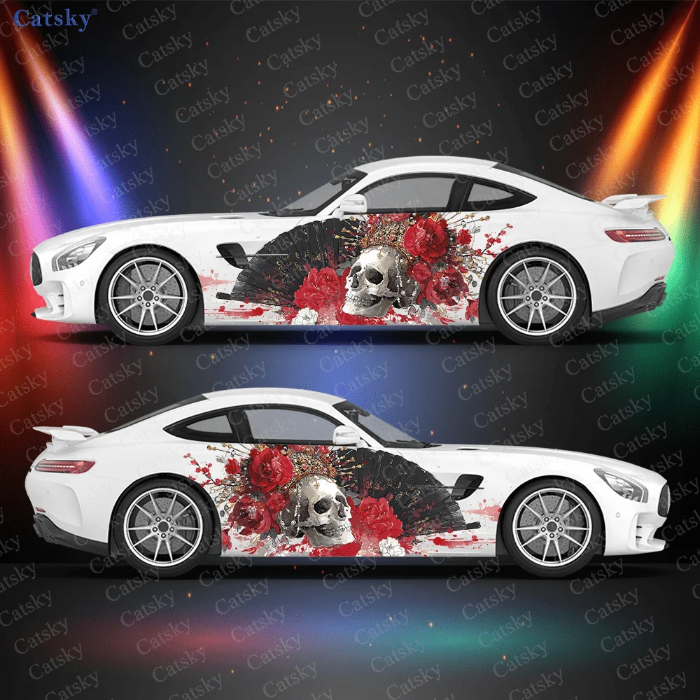

Flower Skeleton Splash Car Side Sticker Decoration,PVC Waterproof Scratch Resistant Decal,Car Protection,Auto Accessories Gift