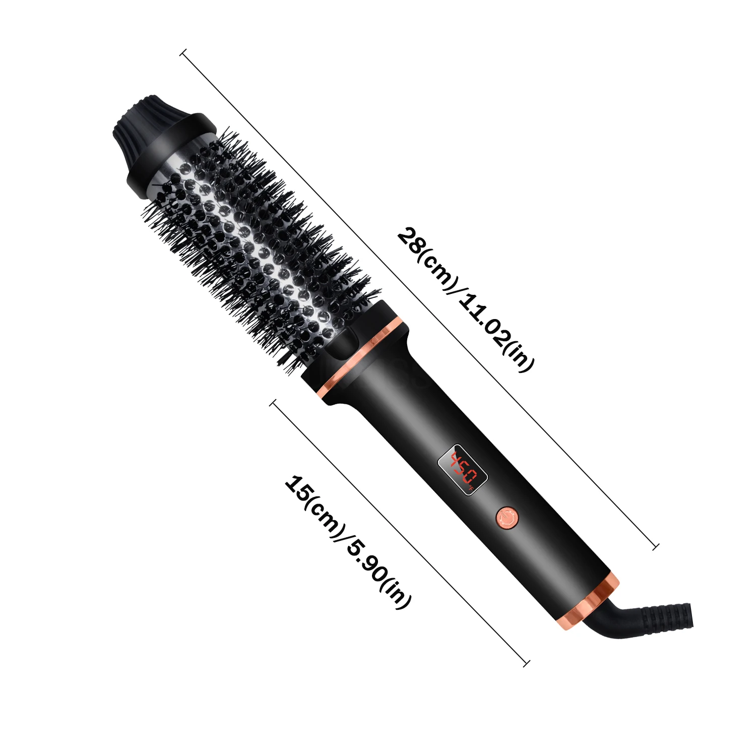 Curling Iron Brush PTC Heated Thermal Brush Ceramic Hair Curler Hot Brush Create Loose & Volume Curls Heating Hair Styling Brush
