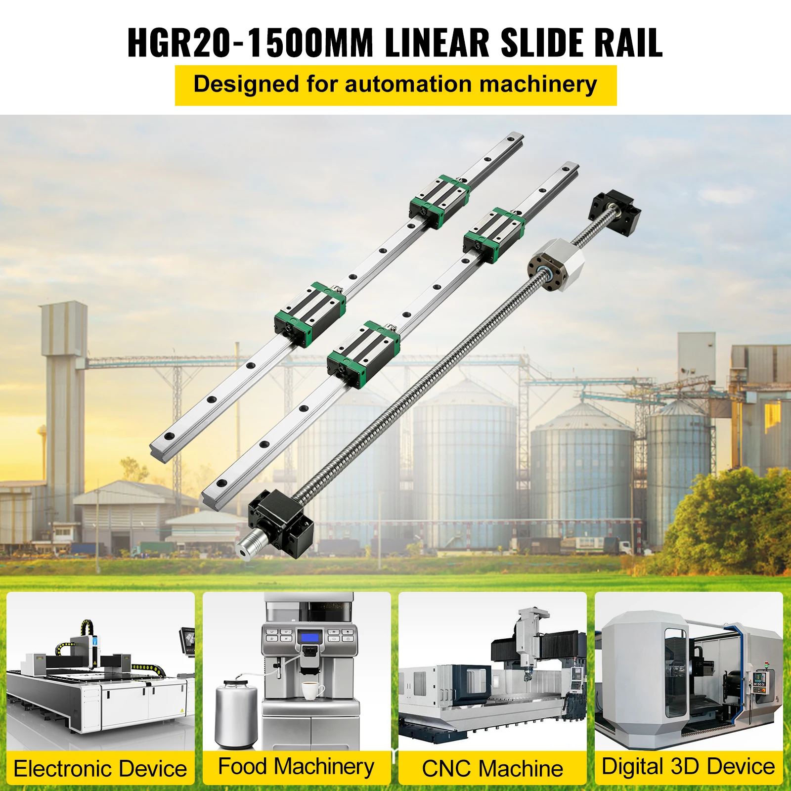 SucceBuy Linear Guide Rail 2PCS Linear Rail+1Pcs RM1605-1000mm/1500mm Ballscrew BF12/BK12 Kit for DIY CNC Routers Lathes Mills