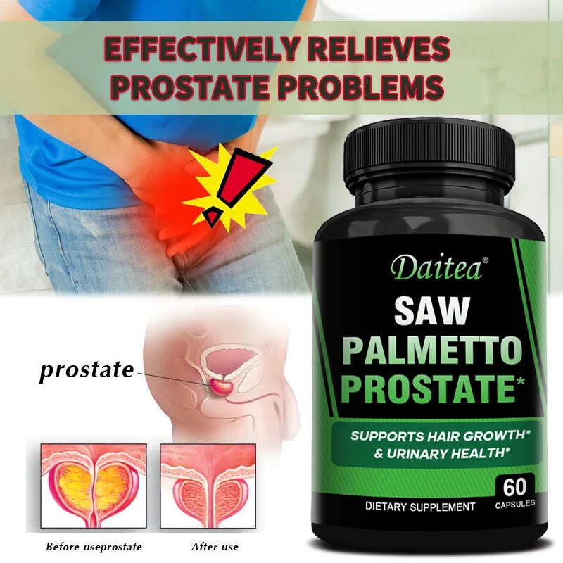 Cápsulas de Saw Palmetto, Salud de la Próstata y Urinaria, Bloqueador de DHT para Combatir la Caída del Cabello, Regulan las Hormonas Sexuales en el Cuerpo
