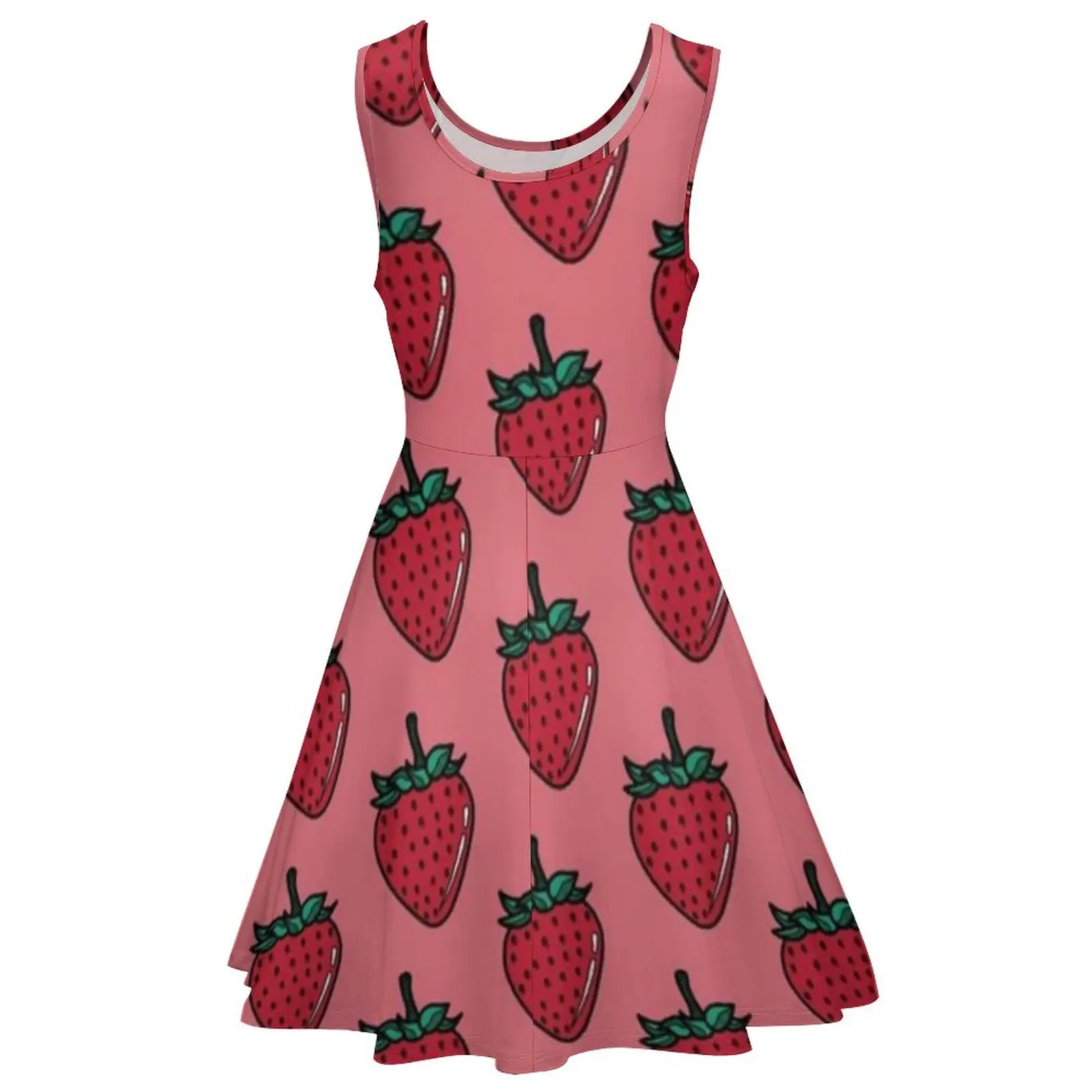 STRAWBERRY TEA ROSE Dress Fruit Hot Day Dresses Female Patterns Pretty One-Piece Dress