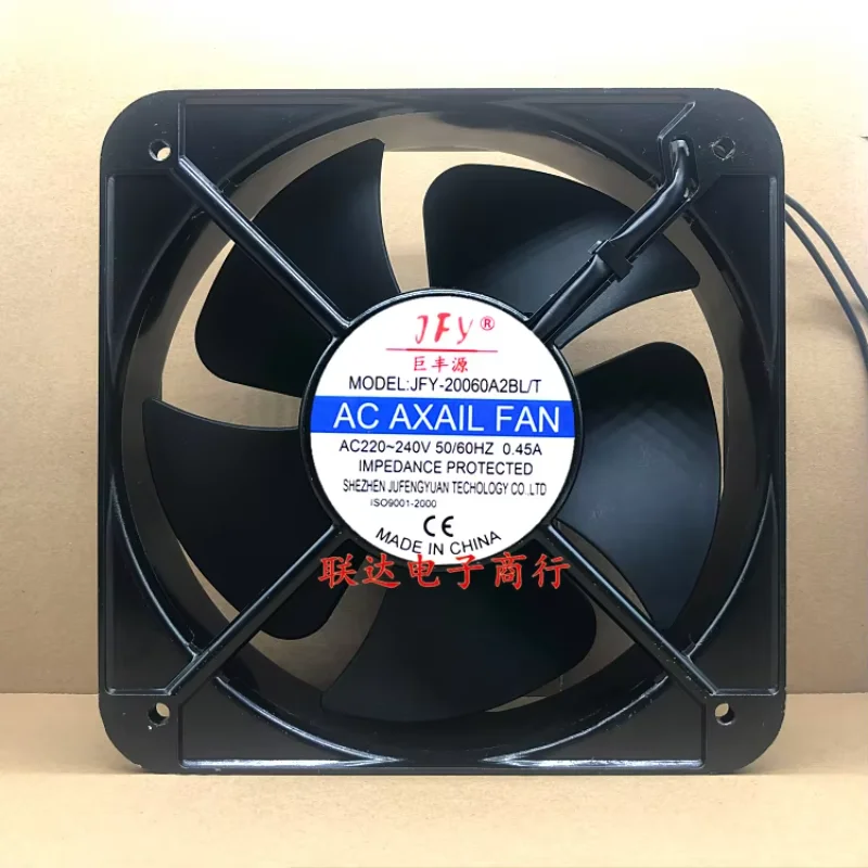 JFY-20060A2BL/T AC 220V 0.45A 200x200x60mm 2-Wire Server Cooling Fan