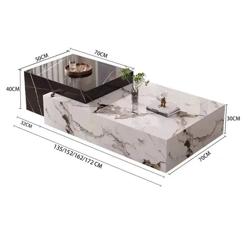 طاولة القهوة الأوروبية الفاخرة مستطيلة رائعة وحديثة وفريدة من نوعها طاولة القهوة الجمالية المحايدة أثاث الصالون #2