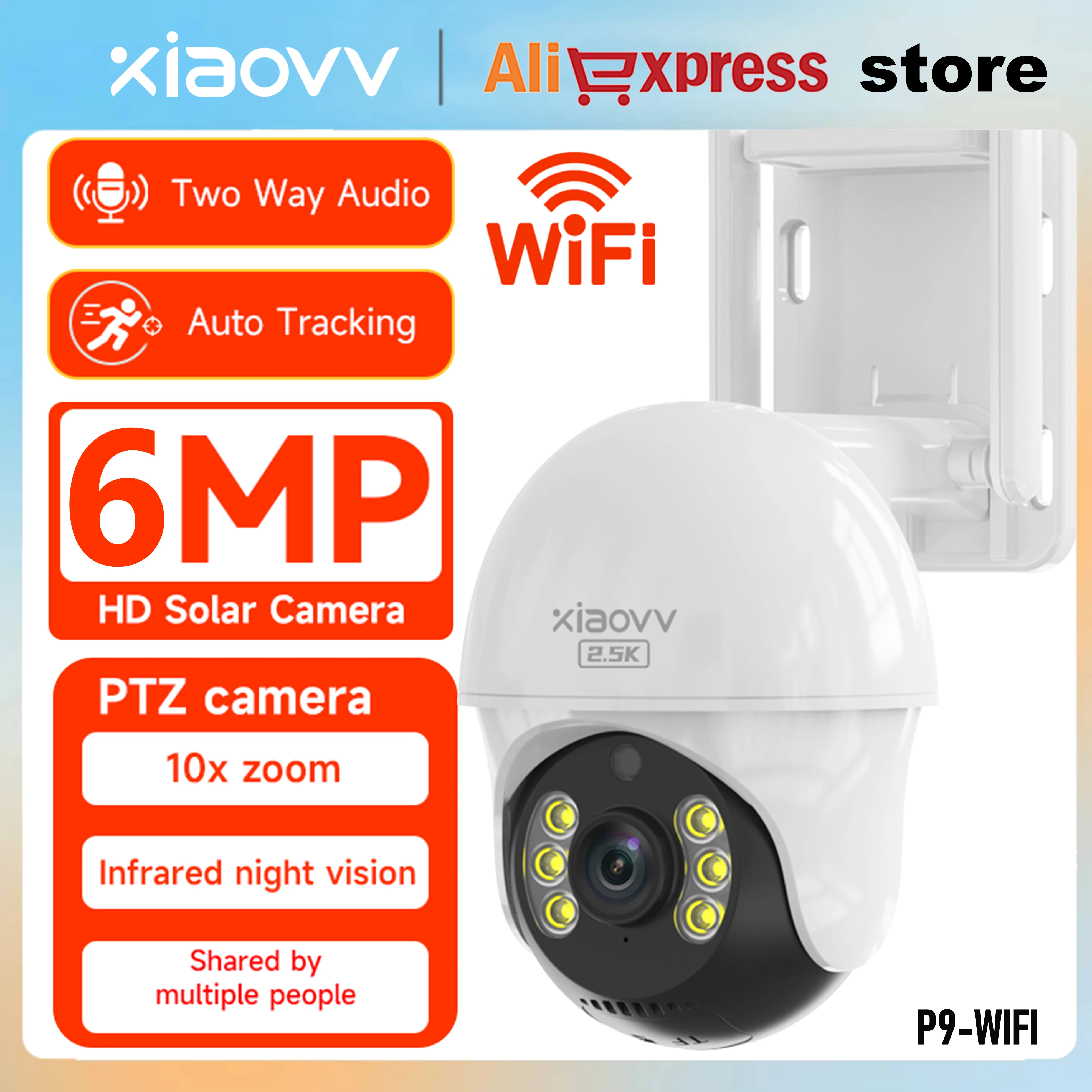 6MP HD WIFI Outdoor Starlight PTZ Camera IP Security AI Human Tracking Full Color Night Vision Surveillance Cctv Camera