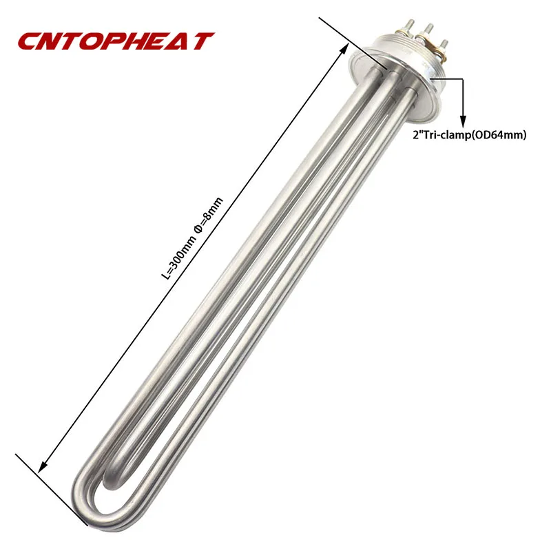 ULWD Water Heating Element 2 Inch Tri-clamp(OD64) 240V 4.5KW/220V 3800W Electric Tubular Heating Element for Brewing