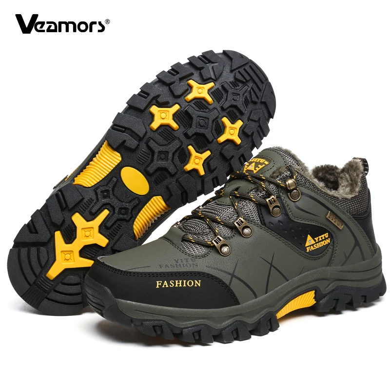 

Plush Men's Hiking Shoes Waterproof Outdoor Sneakers Man Big Size Climbing Trekking Sport Shoes Anti-slip Wear-resistant