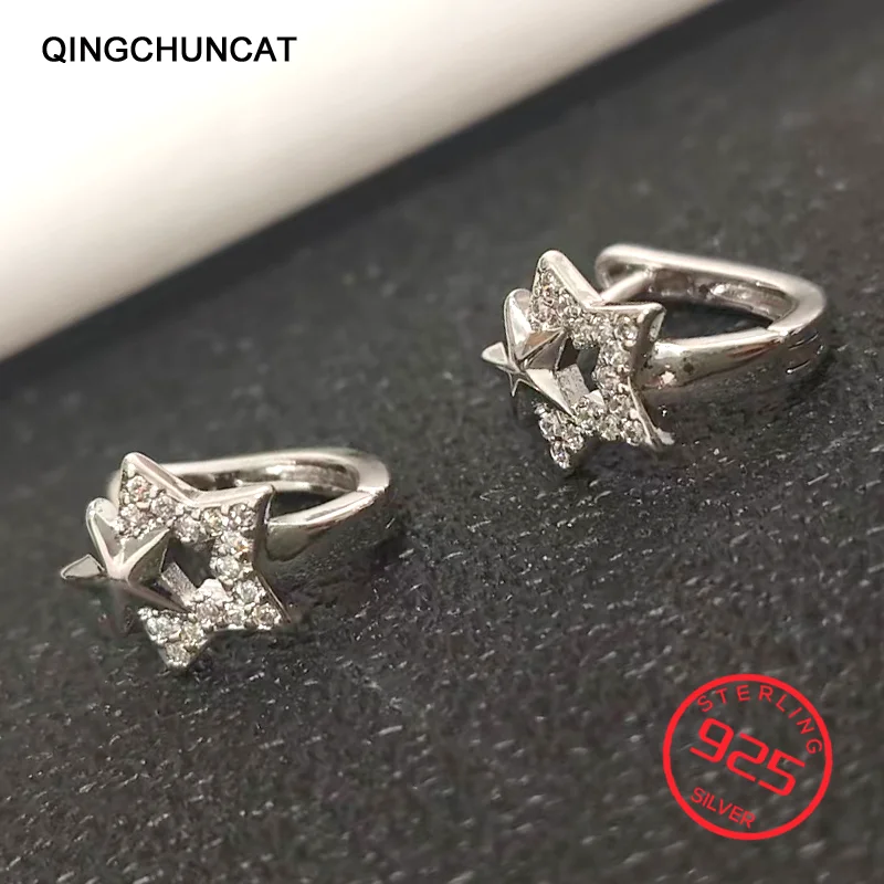 

Classic Star Crystal Earrings For Women New Girl Fashion Stamp 925 Sterling Silver Korea jewelry 2026 new high quality
