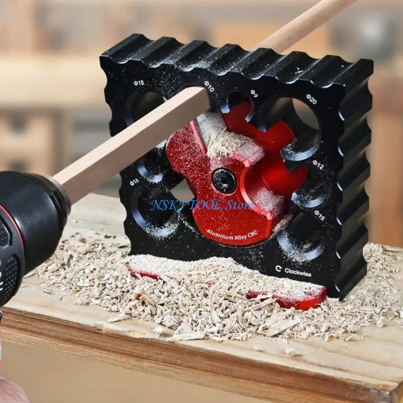 

L8RC Easy to Use Dowel Cutter Jig Round Rod Auxiliary Tool Electric Drills Set with Multiple Hole Sizes for Carpentry Joinery