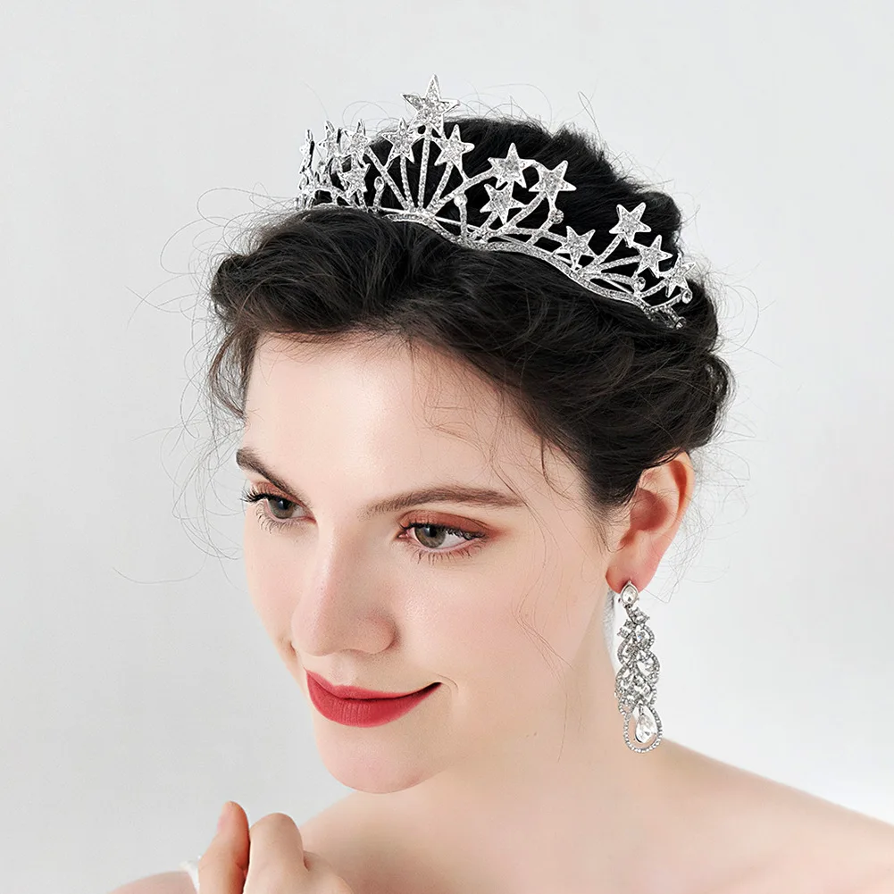 

Bride Crown Headdress Wedding Dress Accessories Little Princess Eighteenth Birthday Five-pointed Star Crown Hair Accessories