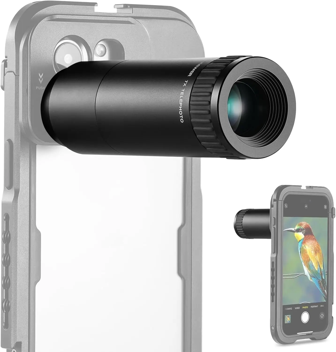 

NEEWER HD Telephoto Lens Only for 17mm Thread Backplate, 7X Magnification Phone Camera Lens for SmallRig iPhone Samsung Cage