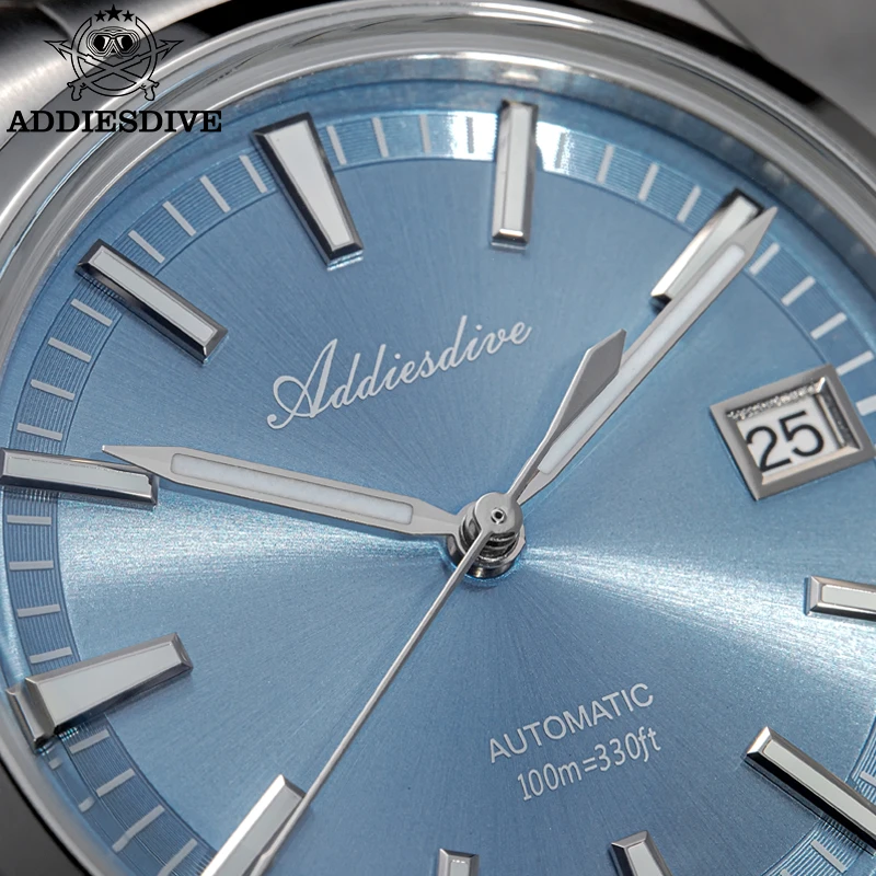 

ADDIESDIVE AD2077 Luxury Mechanical Watches Bubble Mirror Glass AR Coated Dome Automatic Watch Luminous Waterproof WristWatch